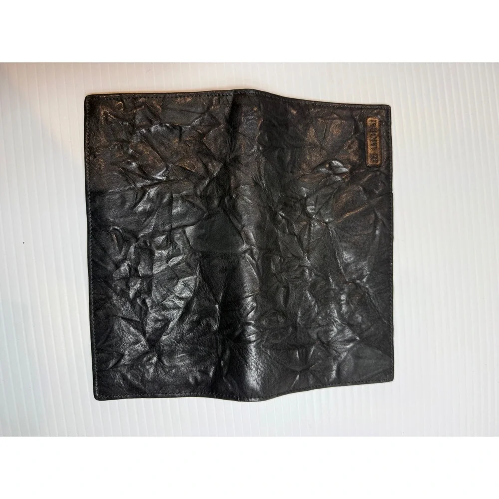 AMORNI‎ Black Leather Wrinkled Slim Bifold Wallet Organizer